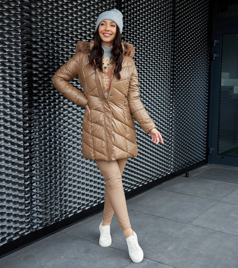 Jachetă maro cu blăniță detașabilă Riverton H-898/89 CAMEL