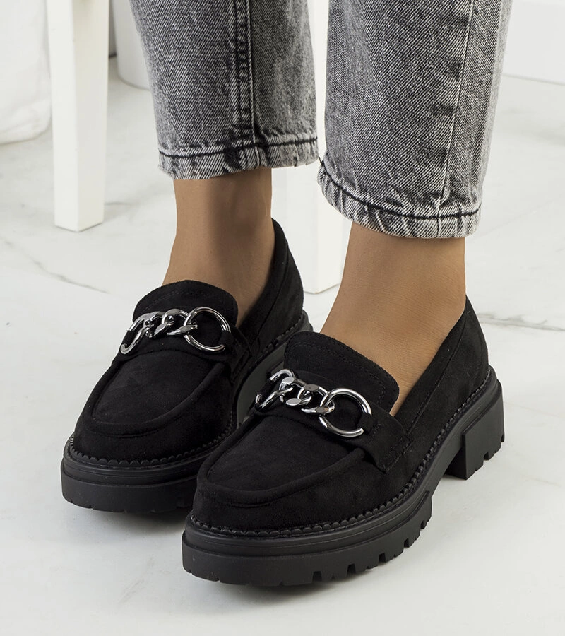 Semicizme din piele ecologică neagră cu lanț Joanne