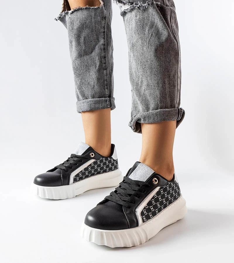 Adidași negri cu platformă de Giuseppe