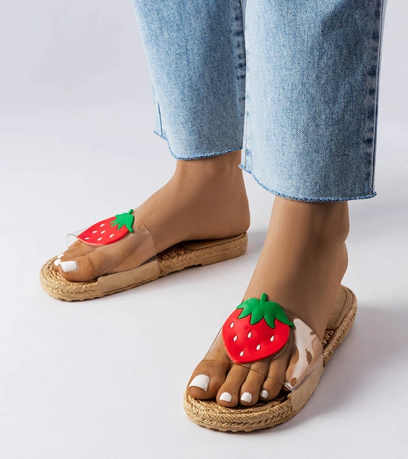 Flip-flops transparenți cu ornament Foddie