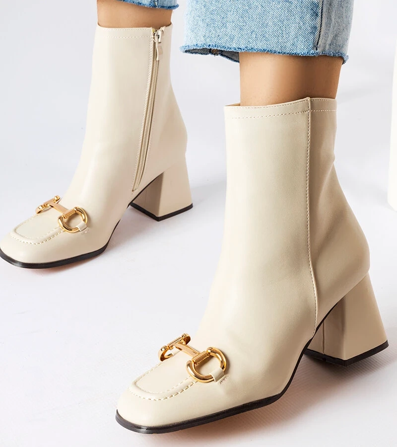 Cizme stiletto bej Castione