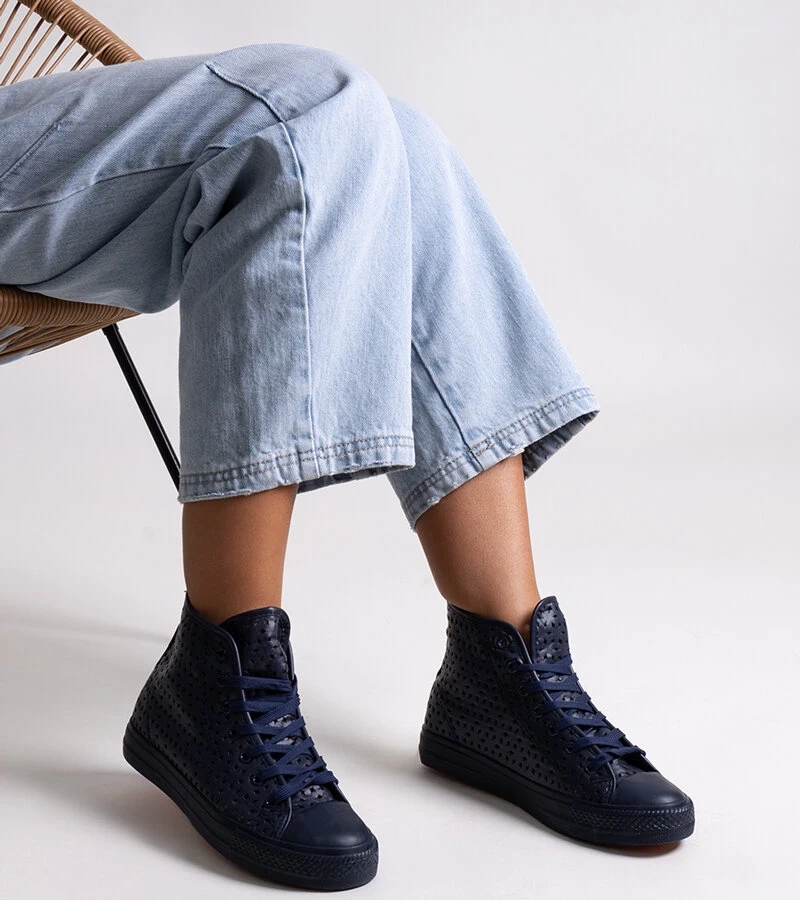 Teniși înalți din dantelă albastru închis Shima