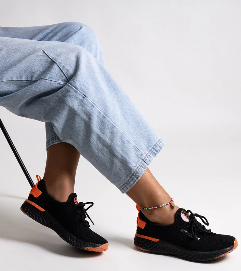 Sneakers de damă negri din material CROSS JEANS