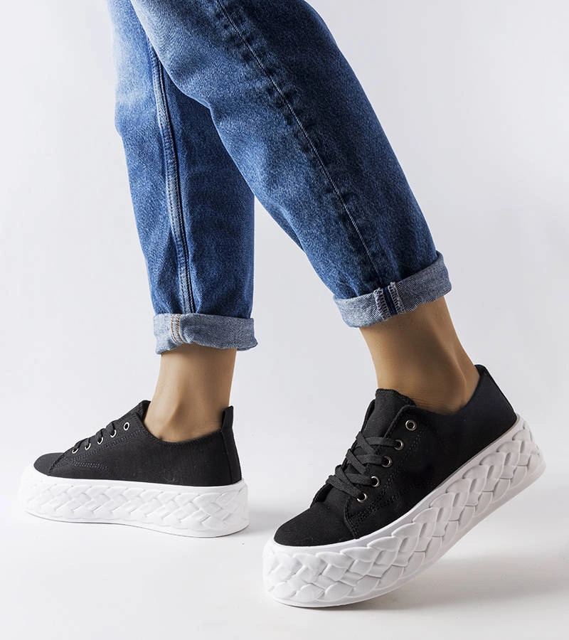 Pantofi de sport negri cu o platformă masivă Falerina