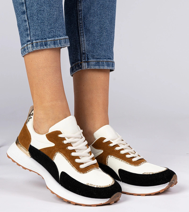 Adidași damă alb-negru cu sclipici Elizar