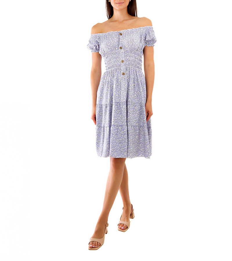 Rochie midi violet cu flori de Sauro