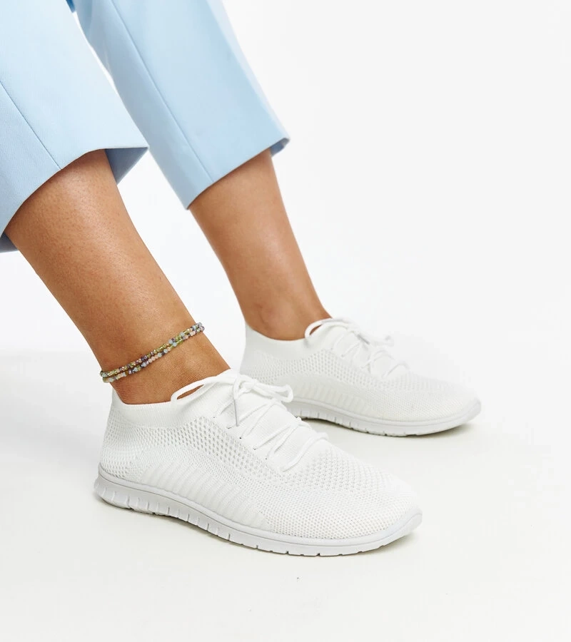 Sneakersi albi din material Zahira