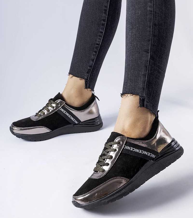 Sneakeri din piele gri-negru Castelfidardo