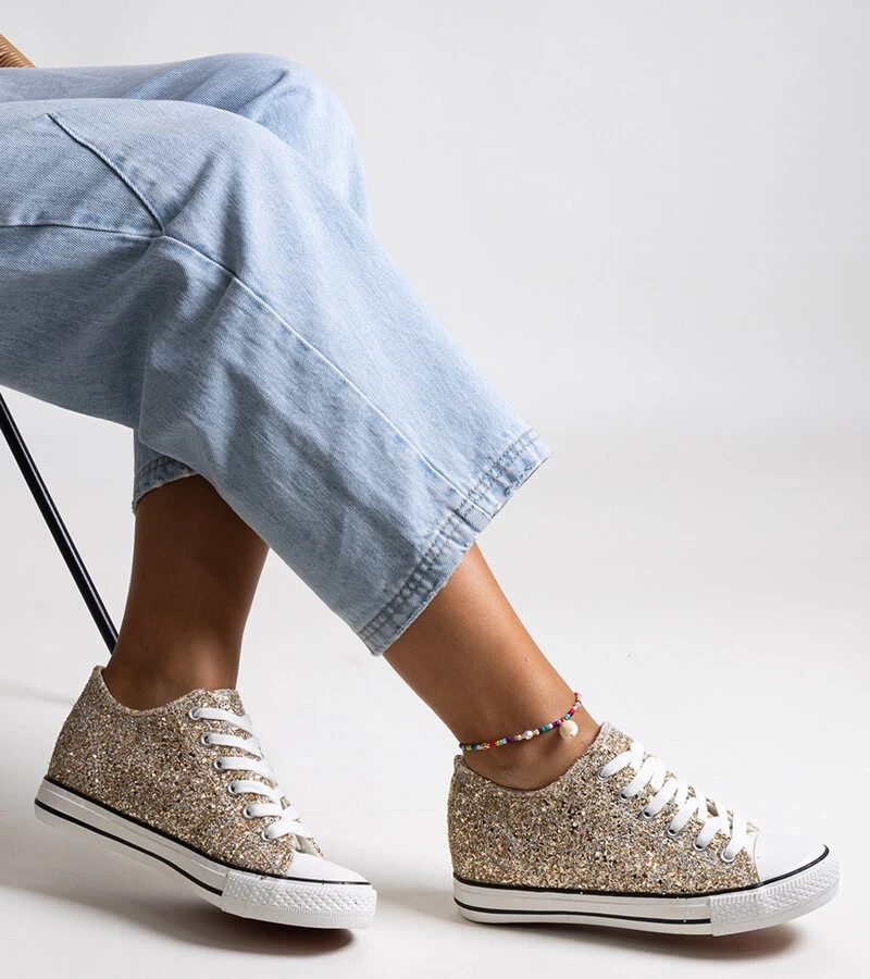 Teniși înalți strălucitori de aur Jadwa