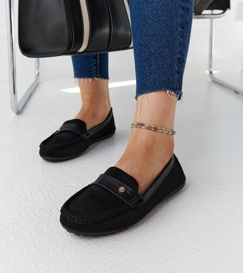 Mocasini de material negru Fombio