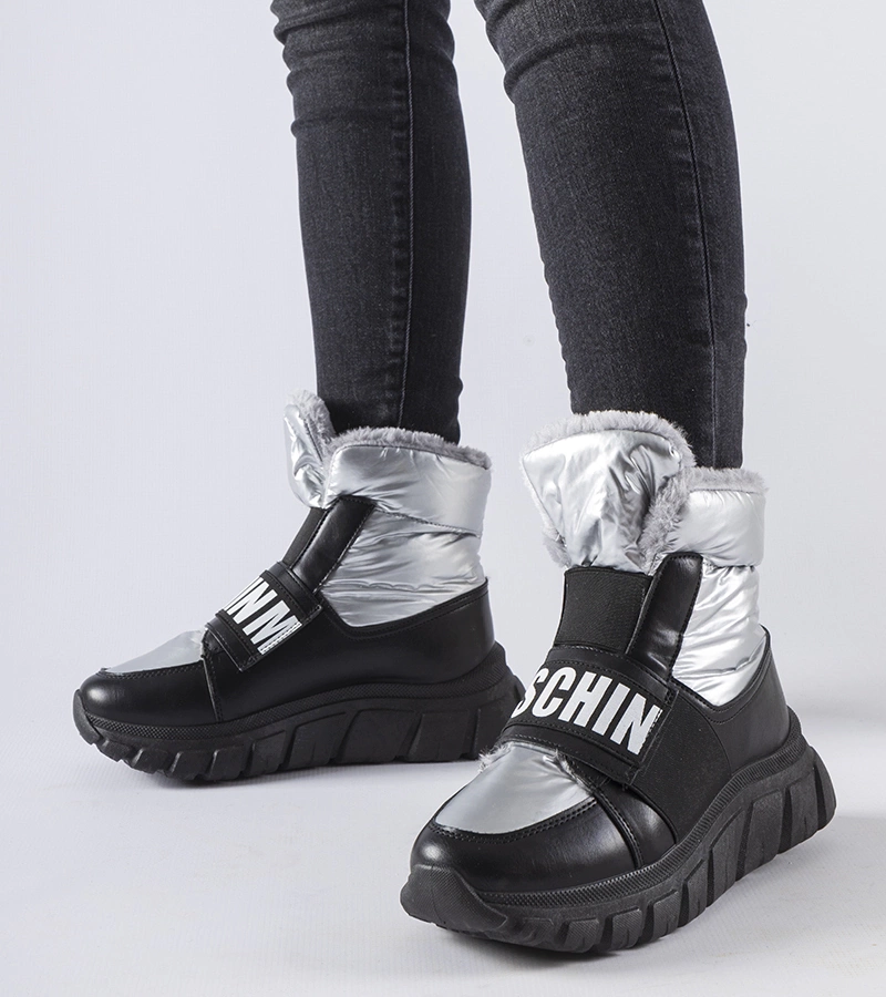 Cizme de zăpadă argintii căptușite, pe platforma Bend.