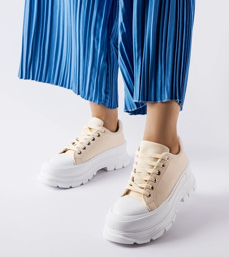 Pantofi de sport cu platformă înaltă bej Kari