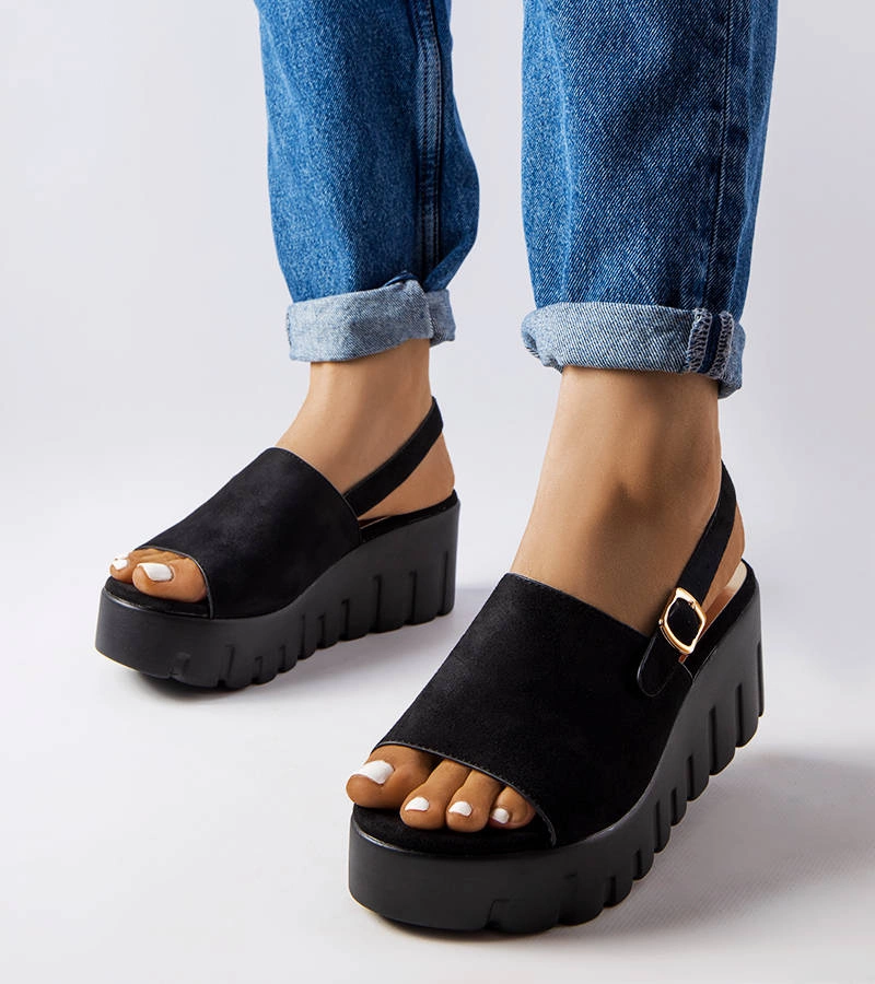 Sandale cu platformă Berfin negre pentru femei