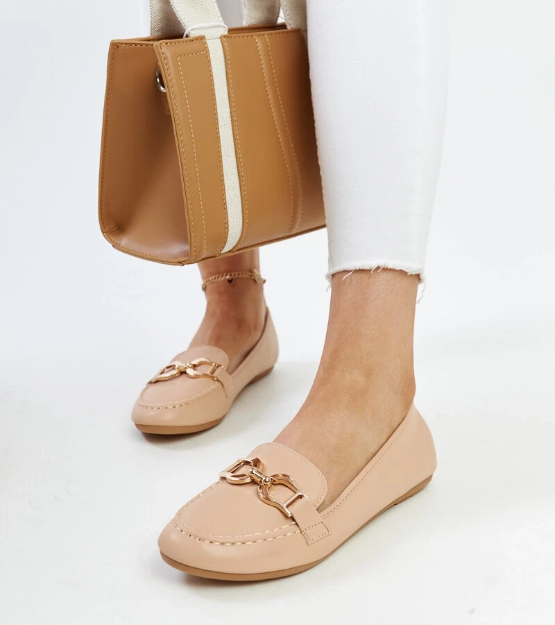 Mocasini bej cu clema Najla