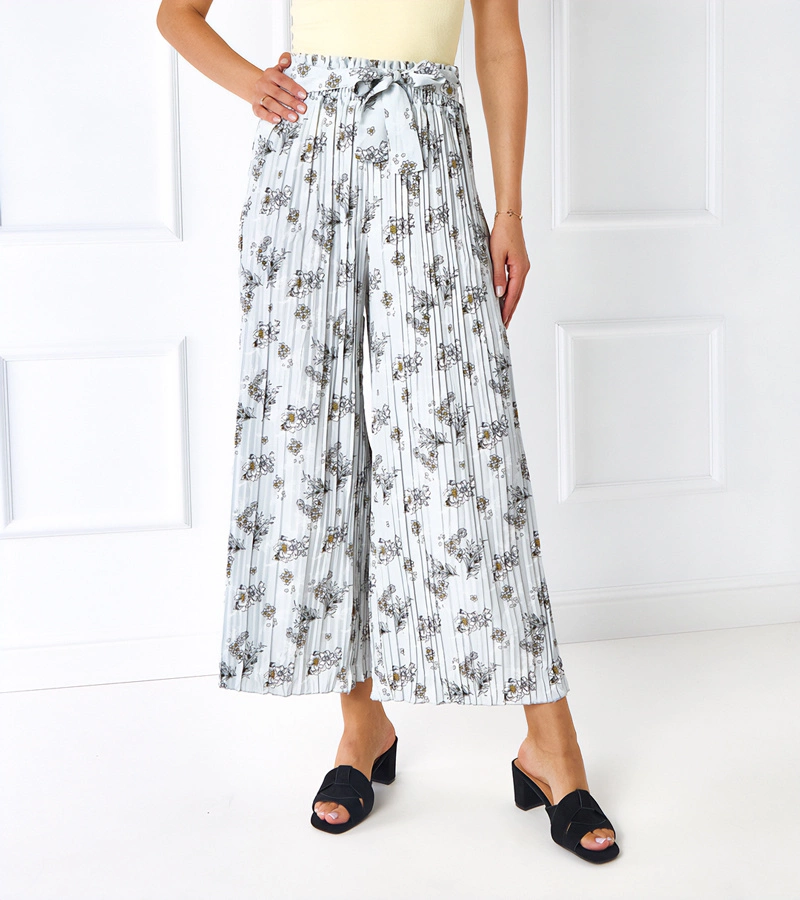 Pantaloni gri cu pliuri largi Manlio