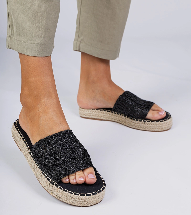 Flip-flops de damă Black Wild Sunflower pentru femei