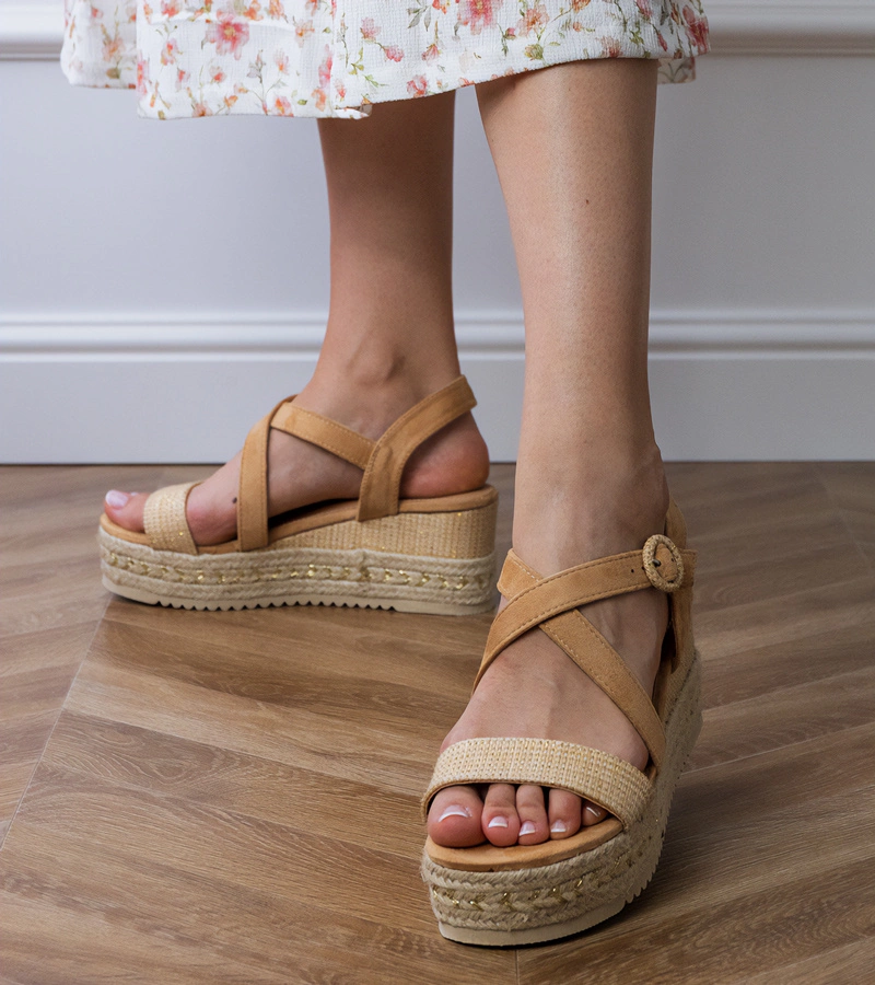 Sandale bej espadrile cu platformă Sywiera