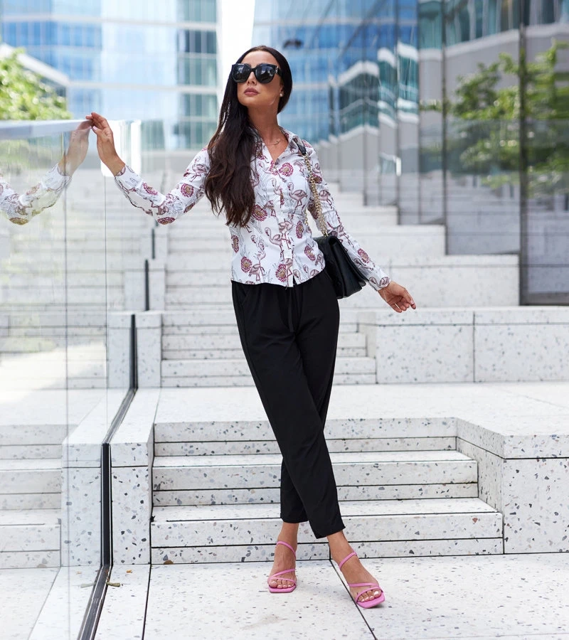 Cămașă albă cu model Sabbatini