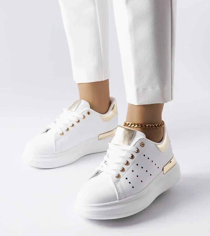 Adidași albi cu perforații colorate Chalut