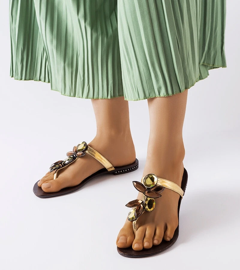 Șlapi eleganți aurii Zarattini