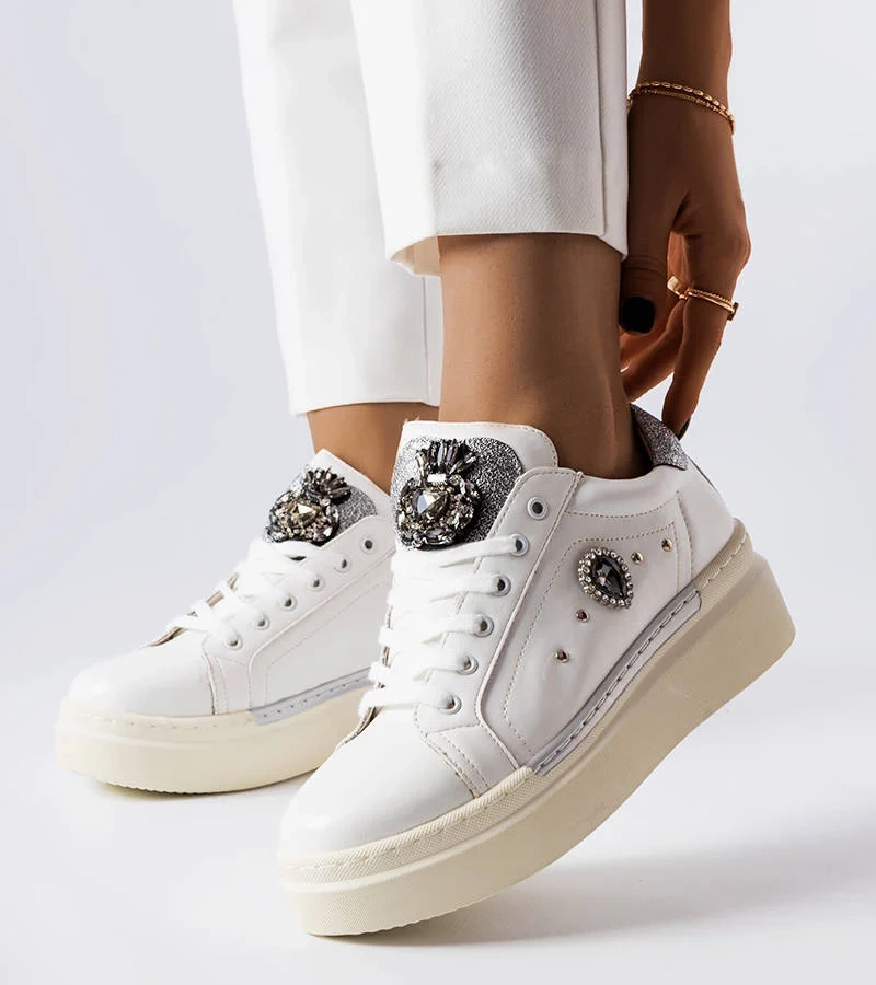 Adidași cu tocuri joase Cuillerier albi