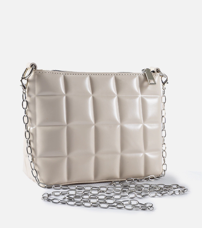 Geantă albă matlasată cu lanț Laas