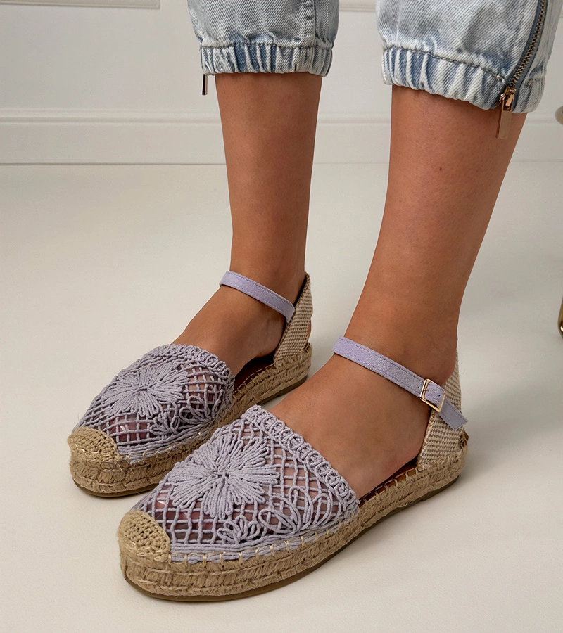 Sandale espadrile violet perforate Santos