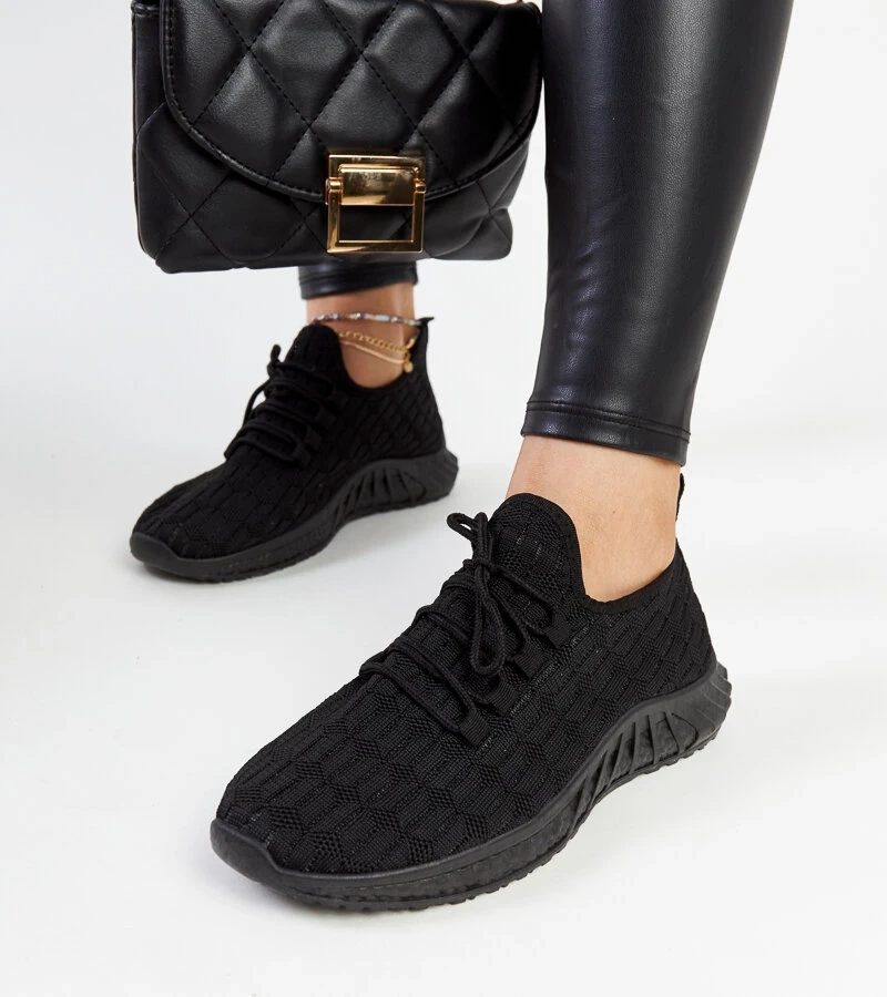 Sneakers negri din material Milena