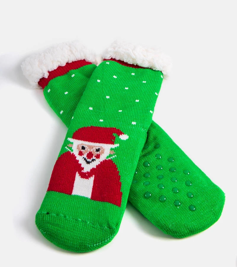 Șosete izolate verzi cu Santa Challa