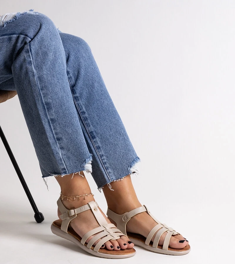 Sandale albe din piele ecologică Grimalda