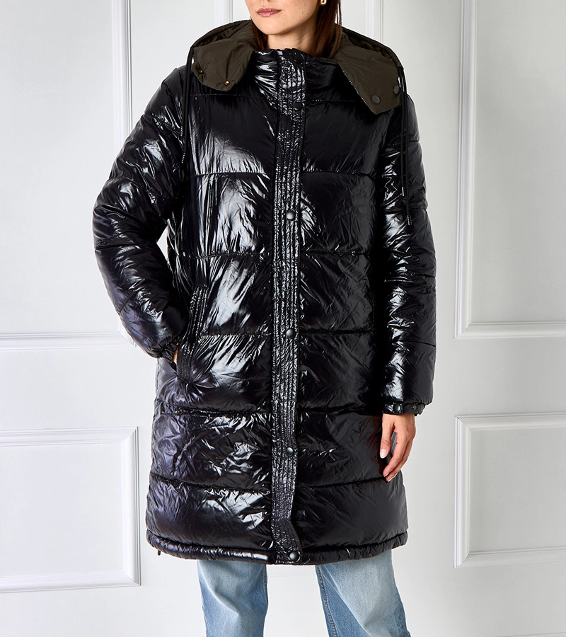 Jachetă lungă cu două fețe, de culoare verde-negru, Cesario.