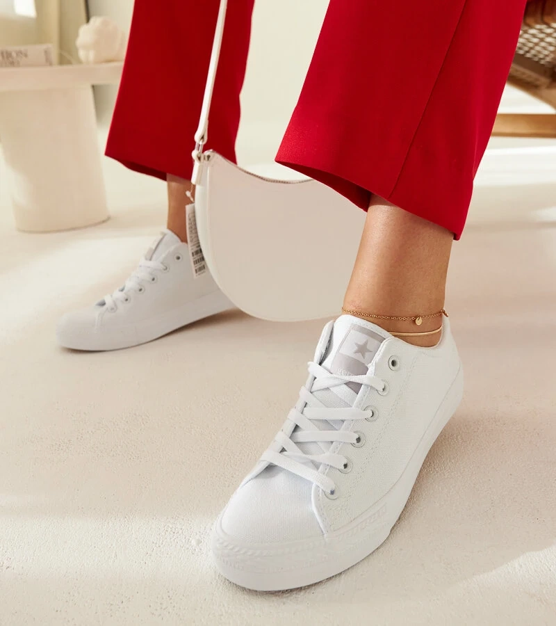 Teniși de material alb Rocky