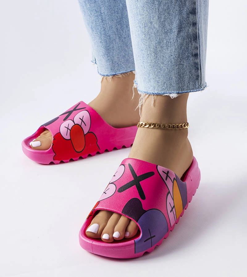 Șlapi cu imprimeu Lindale roz închis