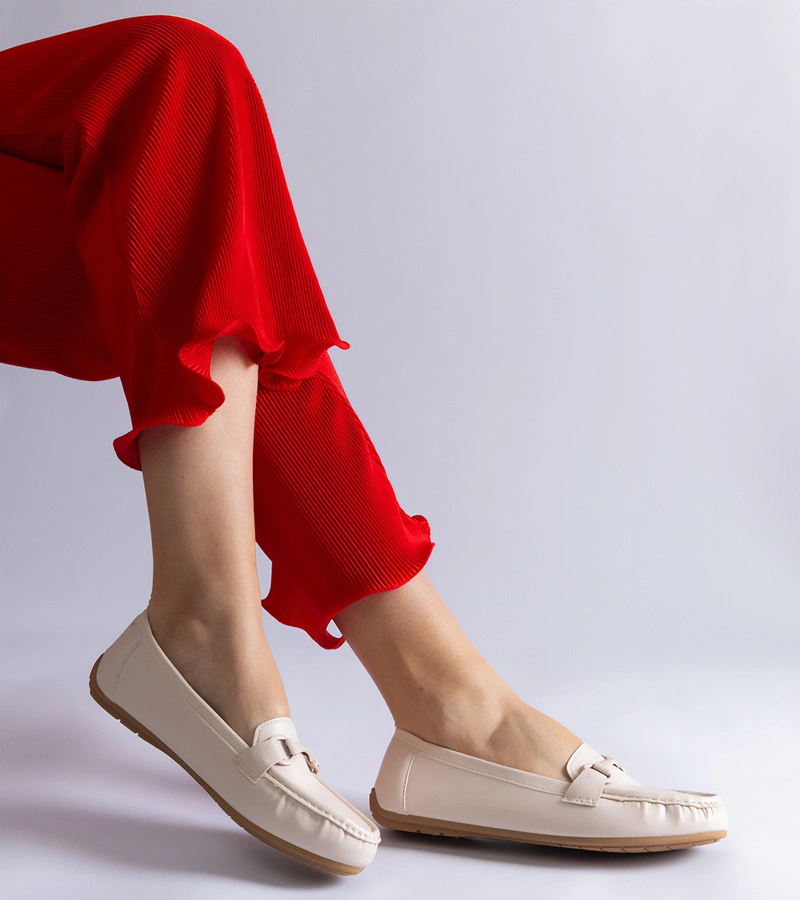 Mocasini clasici bej din piele ecologică Pelayo