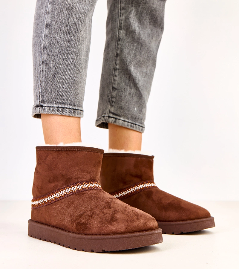 Cizme scurte maro din piele ecologică Karolla