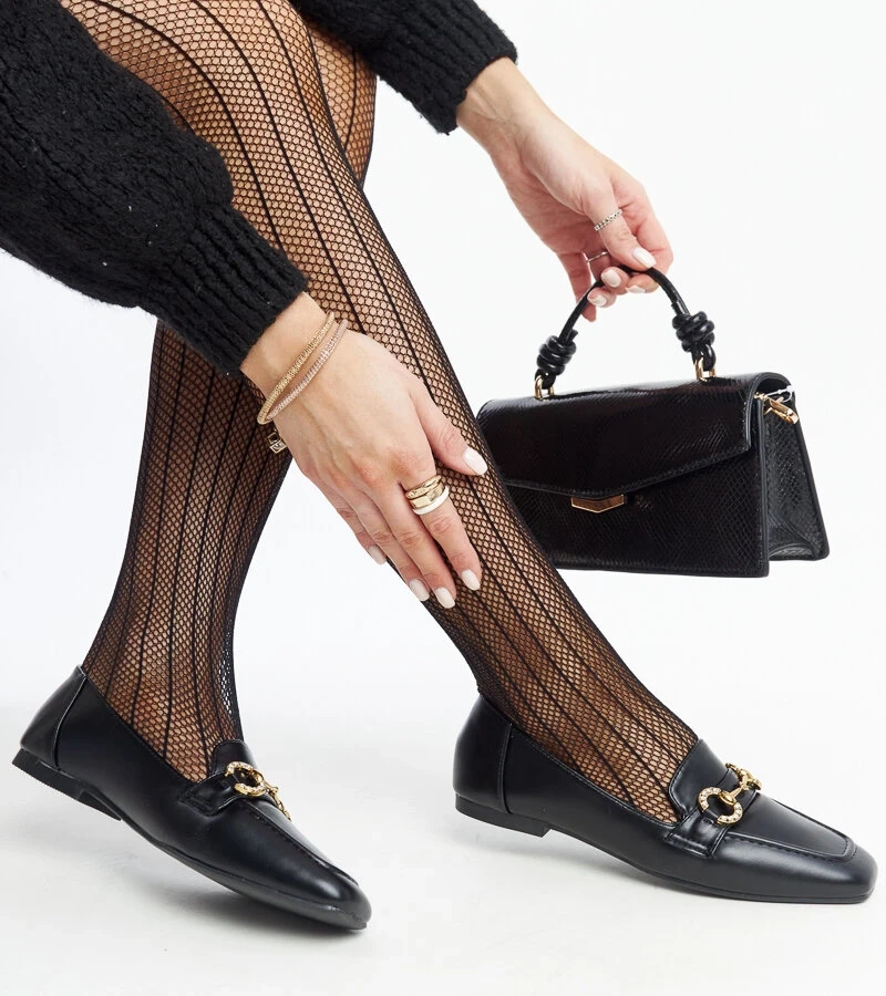 Mocasini negri cu cataramă Areebah