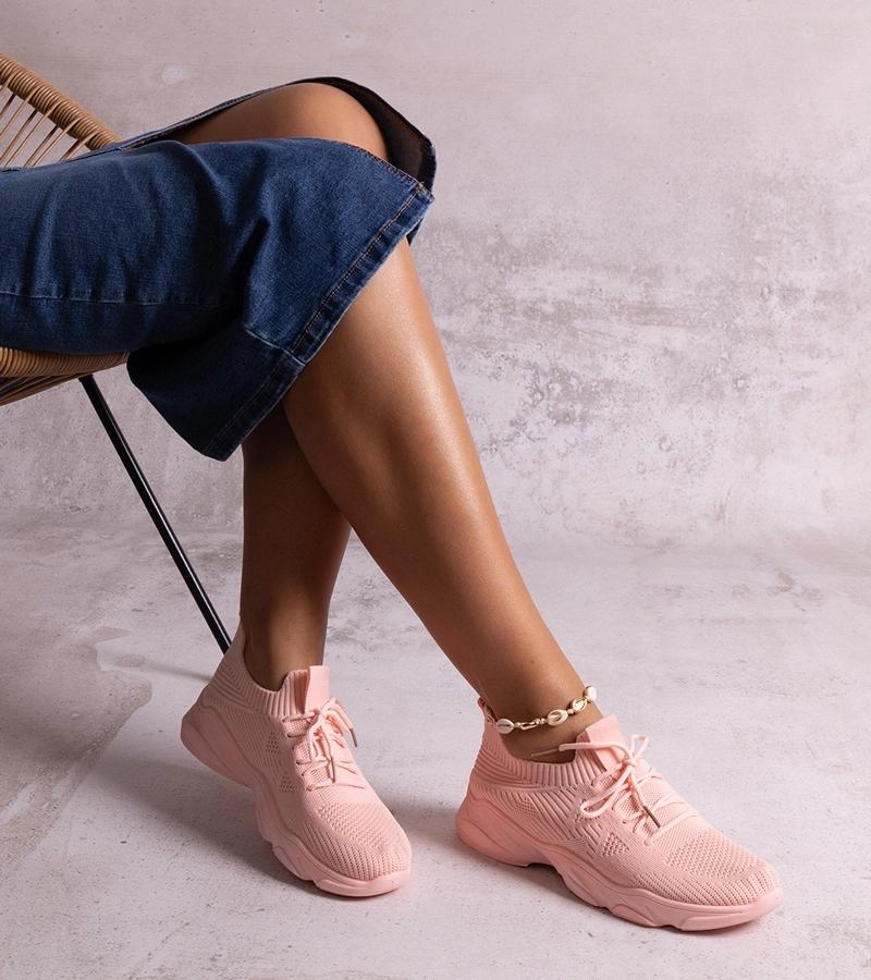 Sneakers roz de material Madi