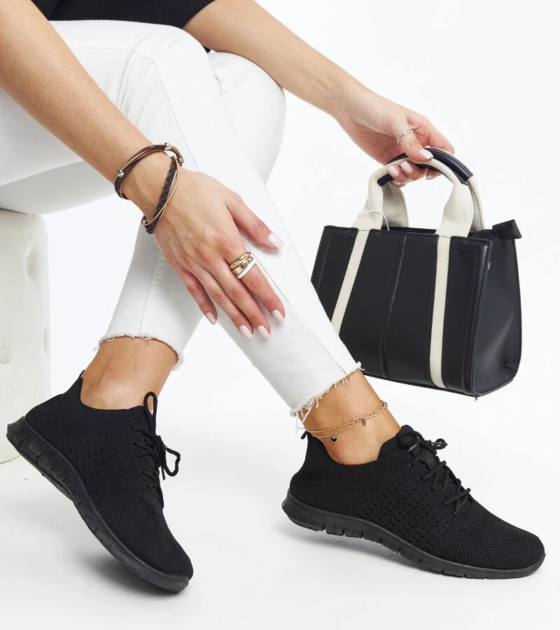 Sneakers negri de material Mairago