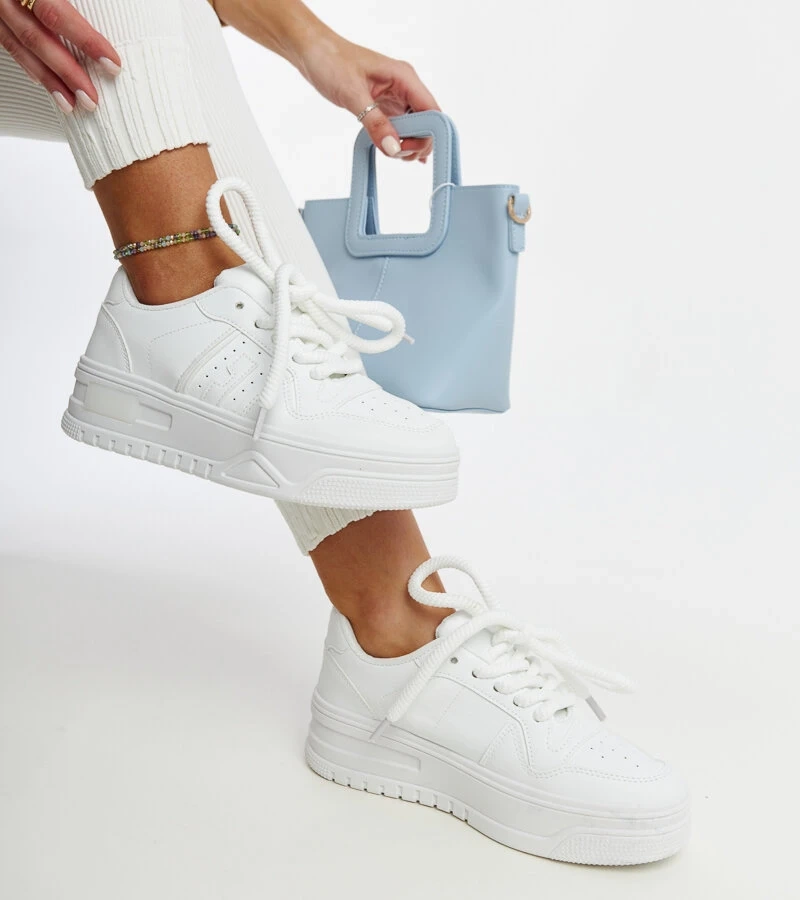 Sneakers albi cu talpă groasă Galit