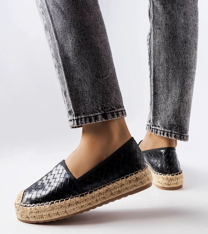 Espadrile negre, cu ștanțare Geoffrey în relief