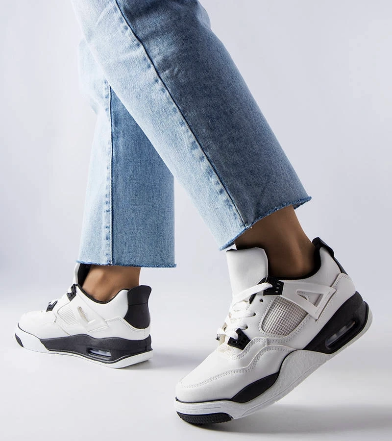 Adidași din material combinat Malas alb