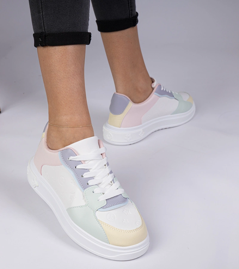 Adidași sport alb-albaștri din piele ecologică Lavilia