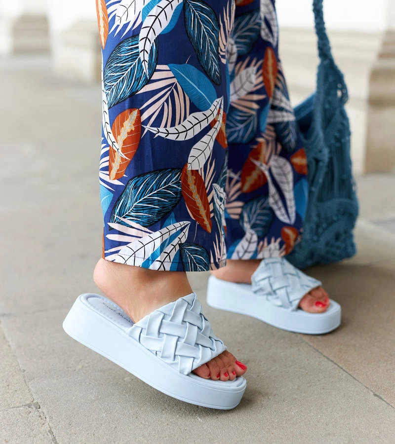 Flip-flops cu platformă albastru Esposito