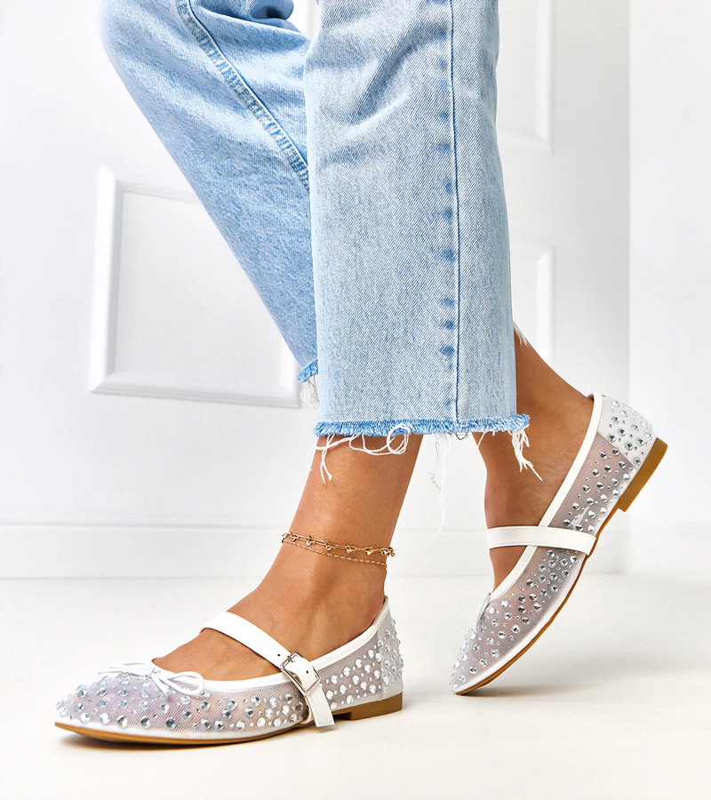 Balerini albi din plasă cu cristale Elasida