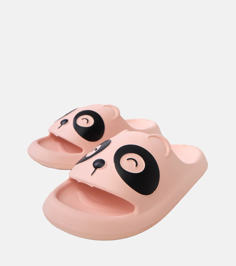 Papuci roz pentru copii cu motiv de panda Ketti