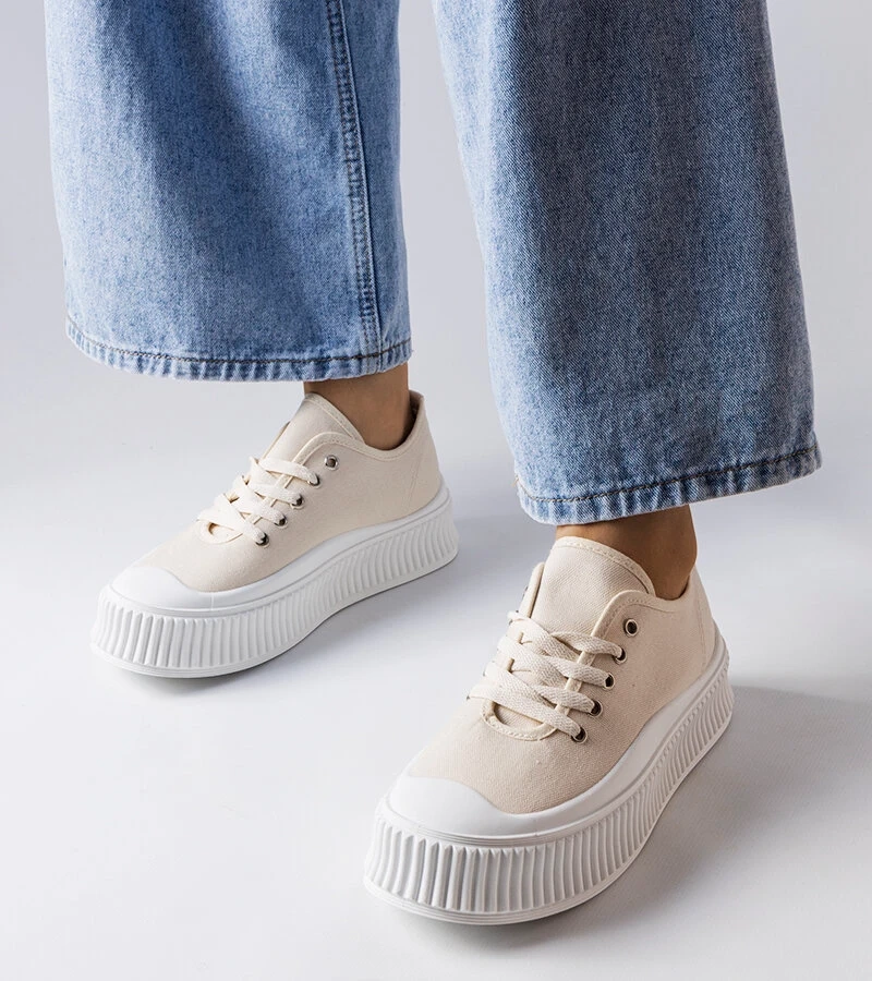 Pantofi de sport Wallace bej cu talpă groasă