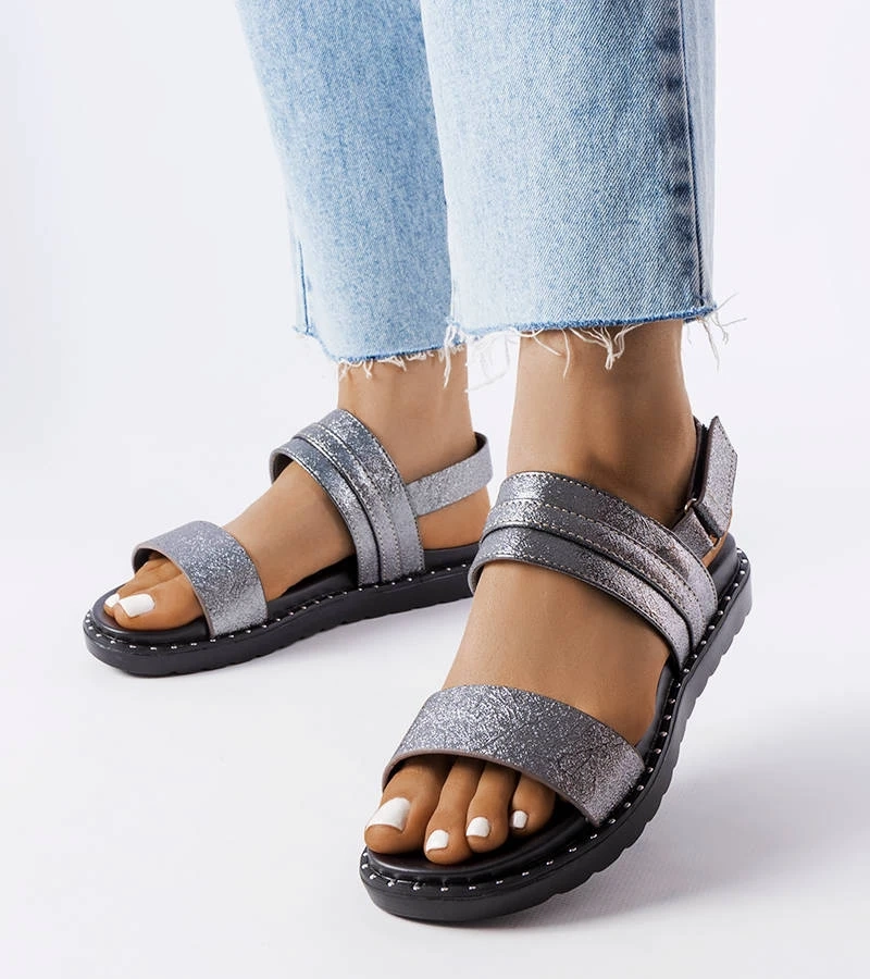 Sandale Felicienne gri cu sclipici