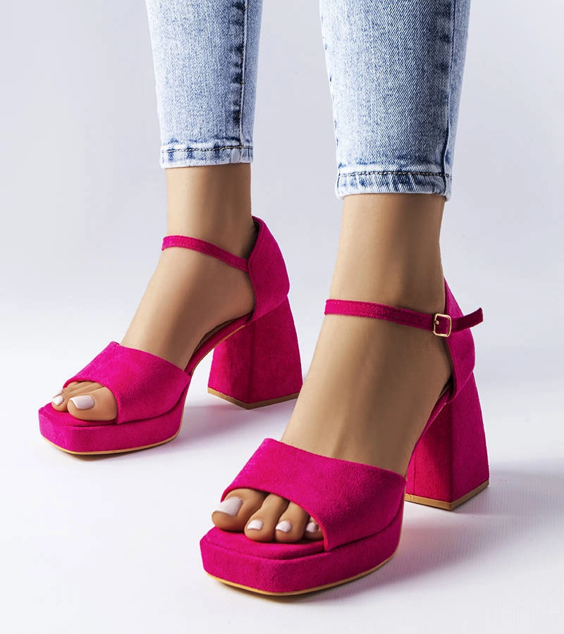 Sandale cu toc roz Vinceza fashion