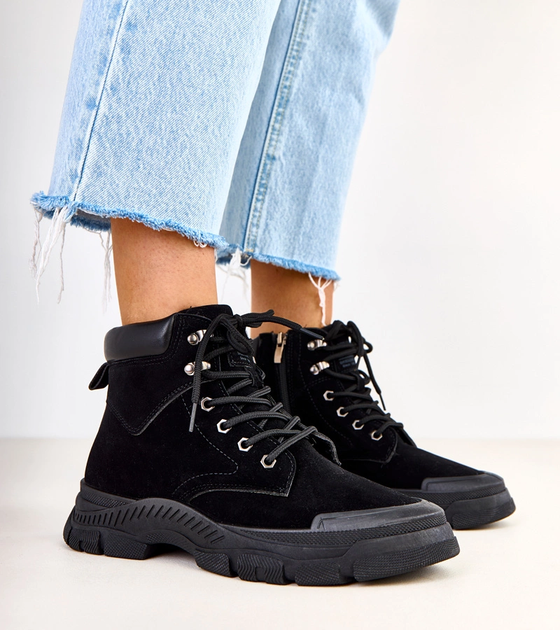 Cizme negre de damă din piele ecologică Eliada