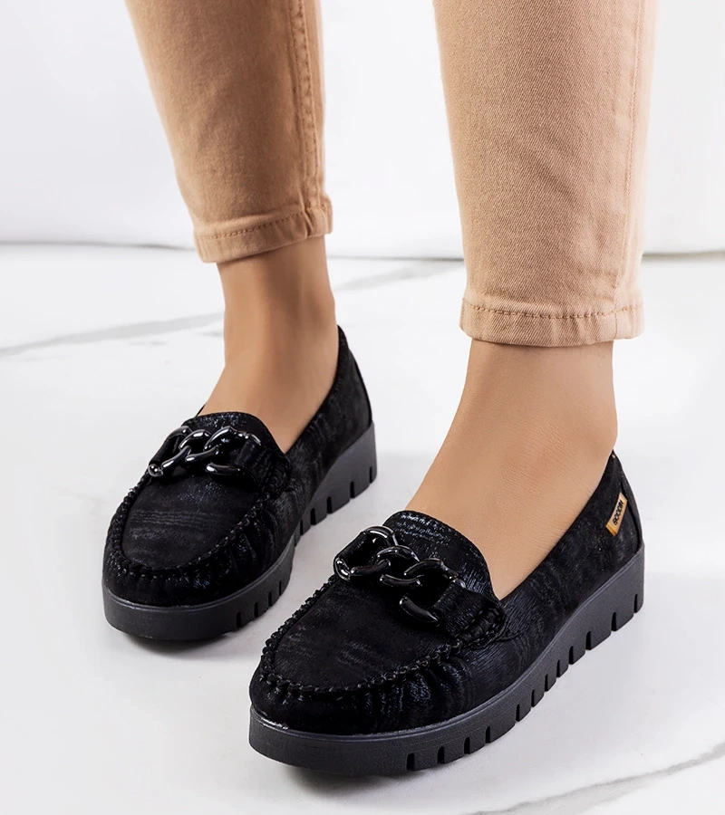 Mocasini cu platformă Indira negri